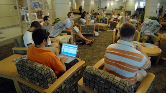 The Wi-Fi connection in the HUB-Robeson Center at Penn State being used by students. Resea...